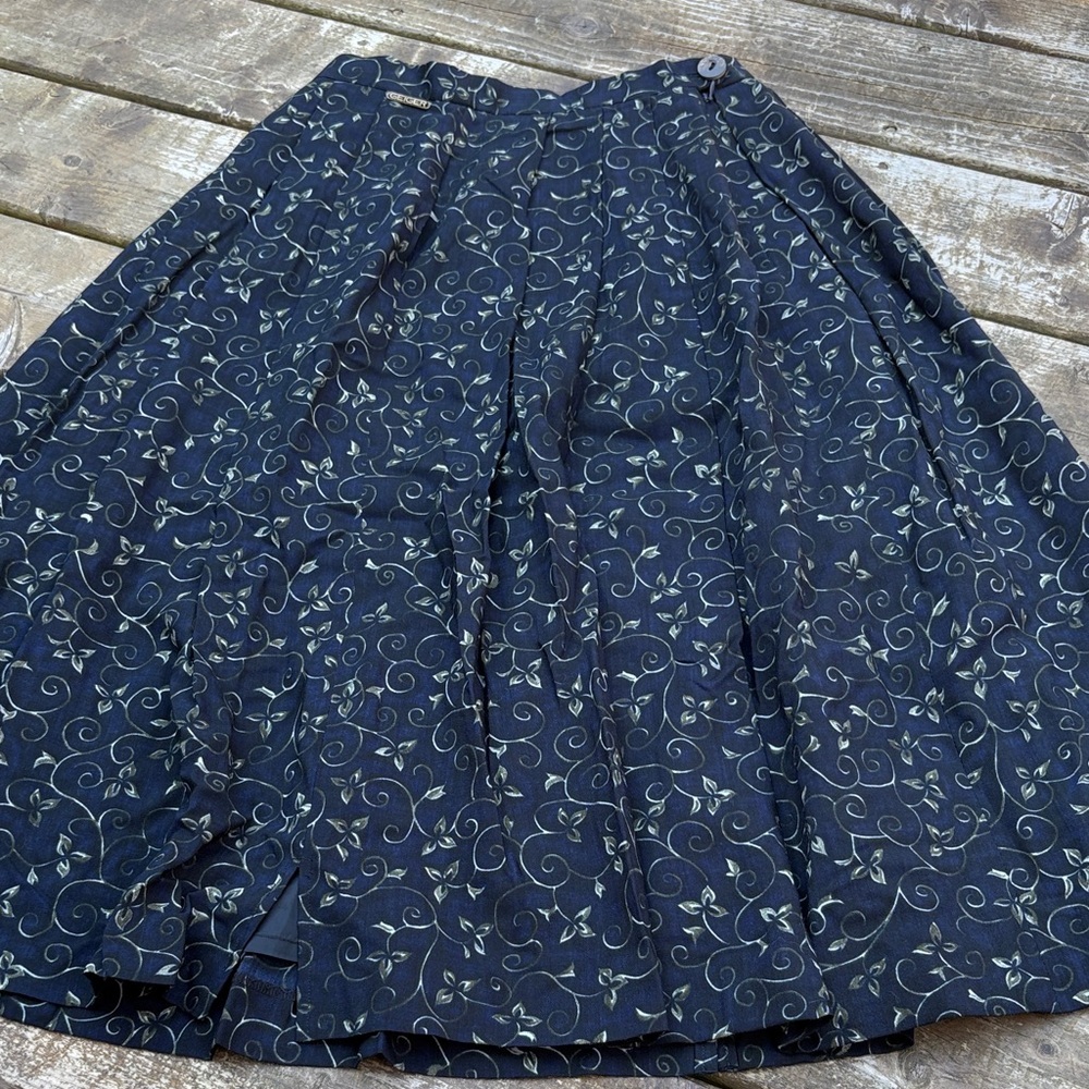 Geiger wool navy blue Patterned Women's Skirt size 36 (US 4)